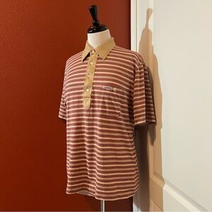 VTG Sears Men’s 80’s Bragging Dragon Embroidered Rip Striped Polo Shirt
